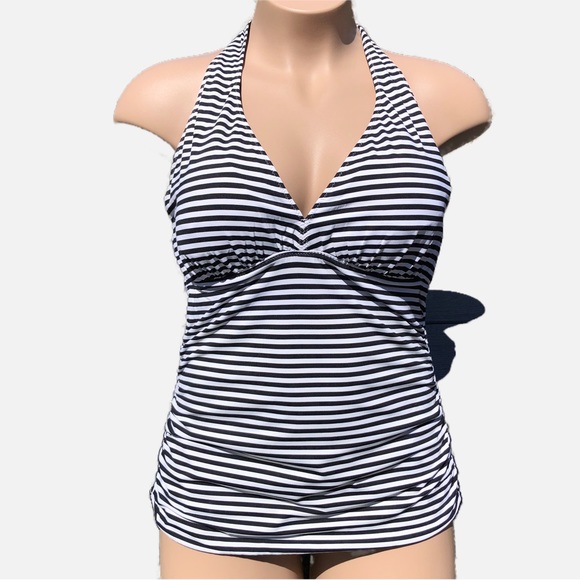 Women’s Vintage Reversible Swimsuit Tankini Bathing Suit Swim Top XL 16 - Picture 2 of 12